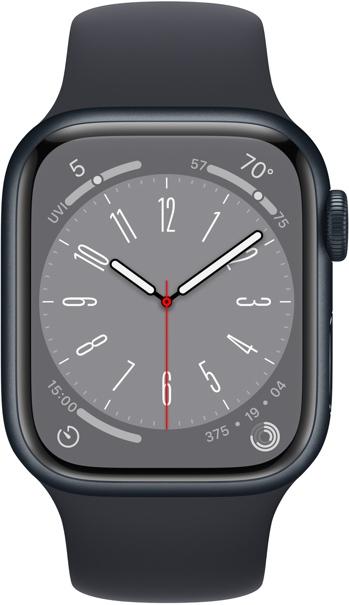 Apple Watch Series 8 GPS 41mm Midnight Aluminum Case w. Midnight Sport Band - Size S/M