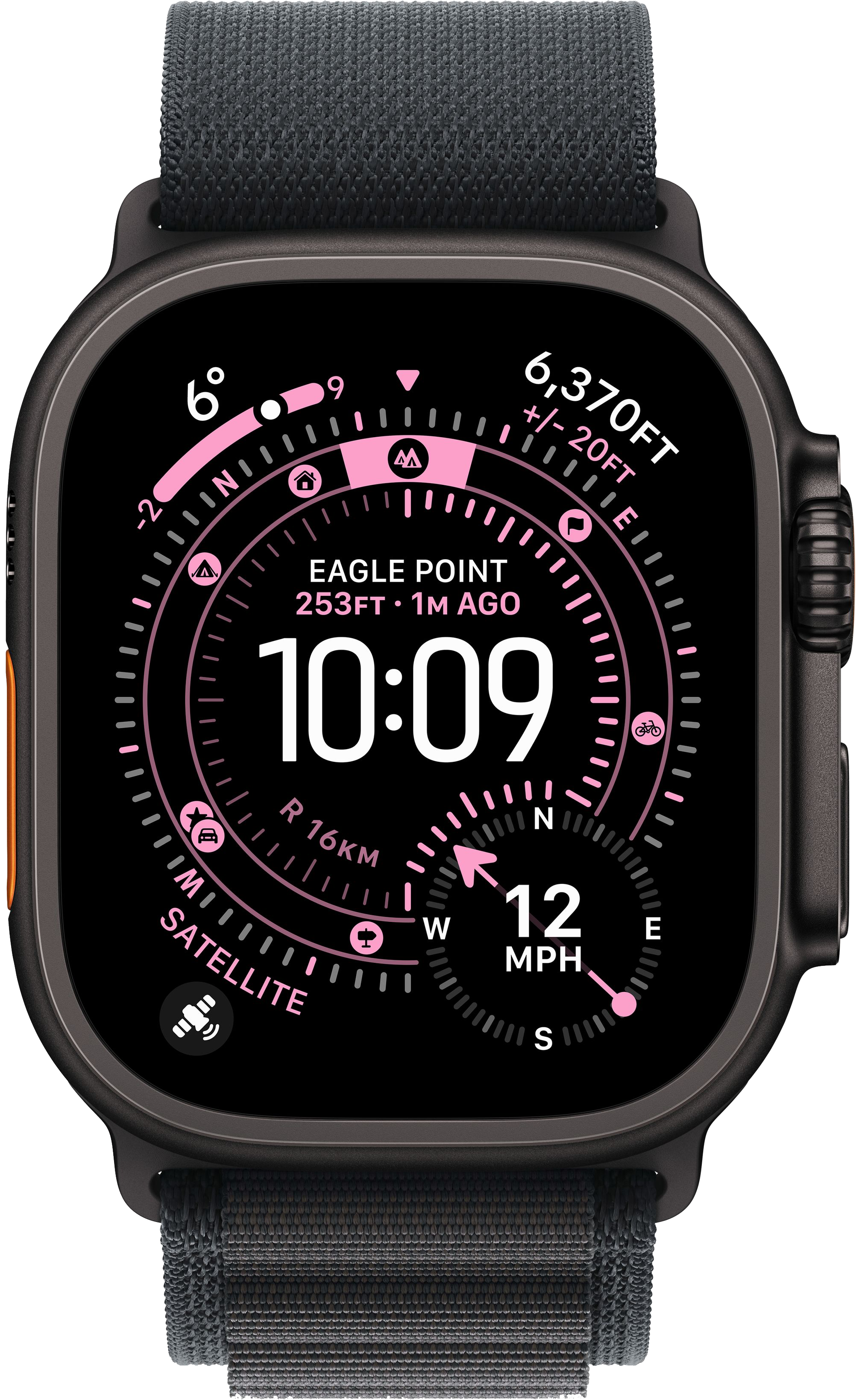 Apple Watch Ultra 3 GPS 49mm Black Tit. Case w. Black/Charcoal Trail Loop - M/L
